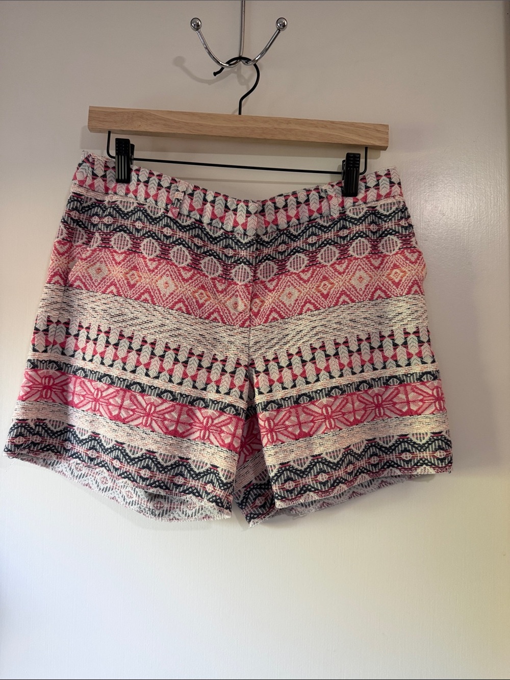 Dalia Pink and White Patterned Bermudas